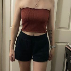 Burgundy ruffled crop top from Tillys